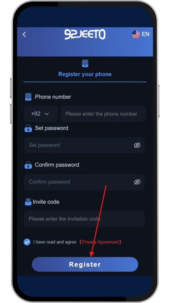 click on the Register button