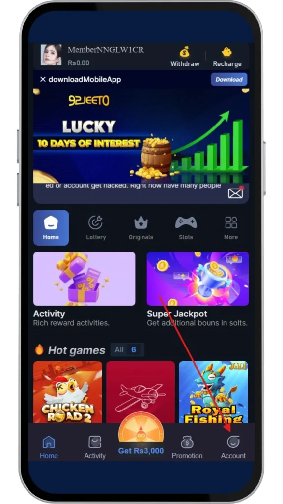 Go to the Account page