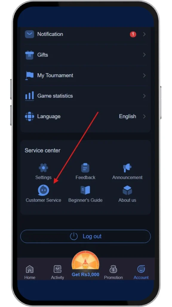 Go to customer Service page