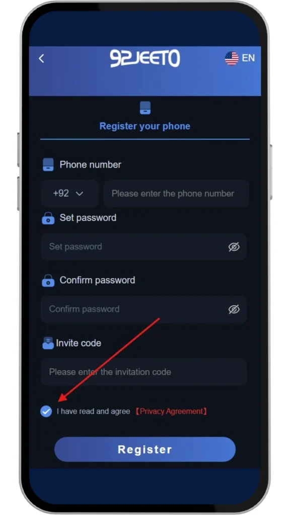 Read the privacy agreement and agree